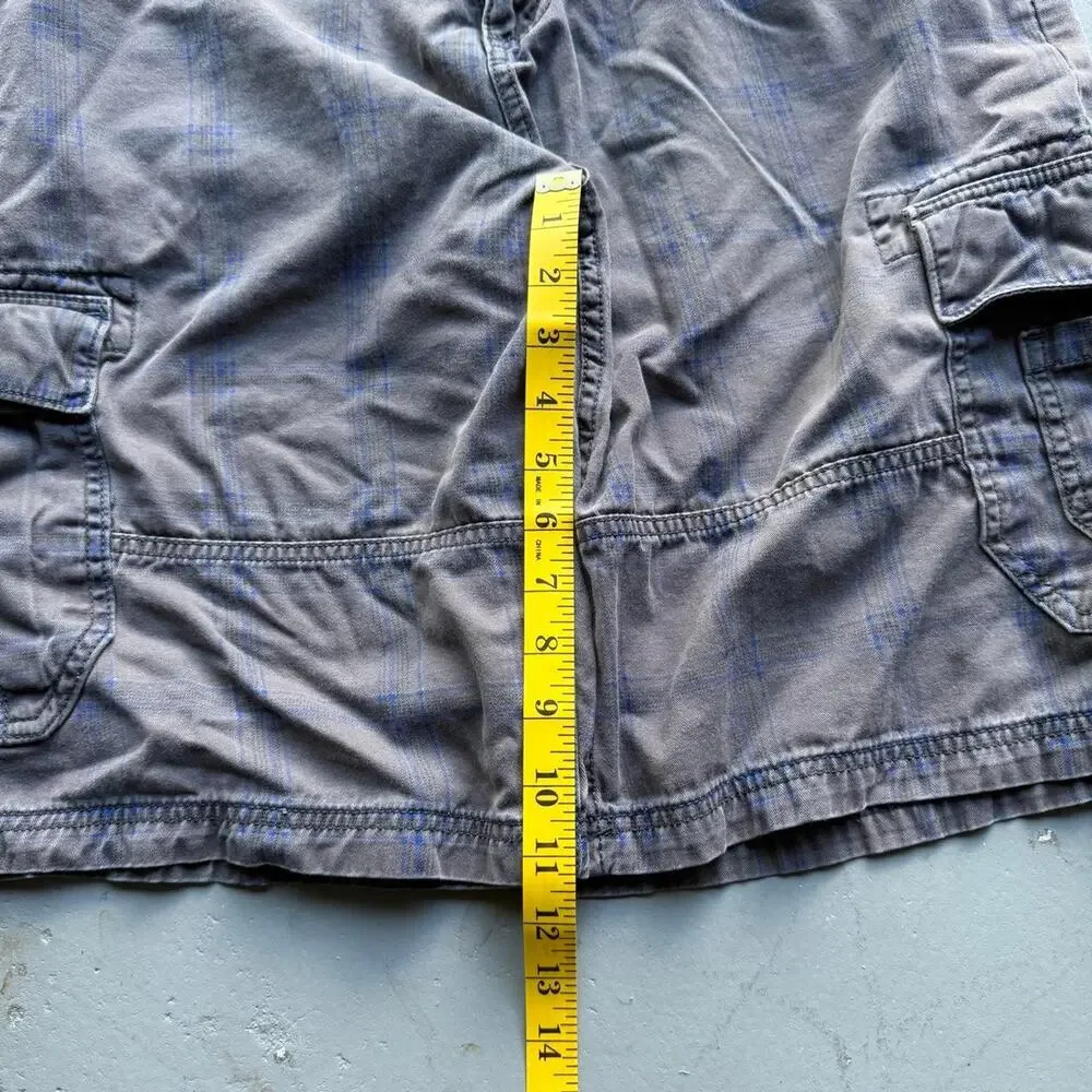American Rag Plaid Cargo Shorts 34x10 Faded Charcoal Blue Y2K